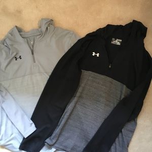2 youth XL Under Armour hooded dry fit shirts